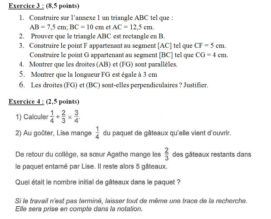 Exercice De Math 3eme Brevet Blanc Pour réviser : Brevet blanc de mathématiques janvier 2013 - Collège Pierre Perret