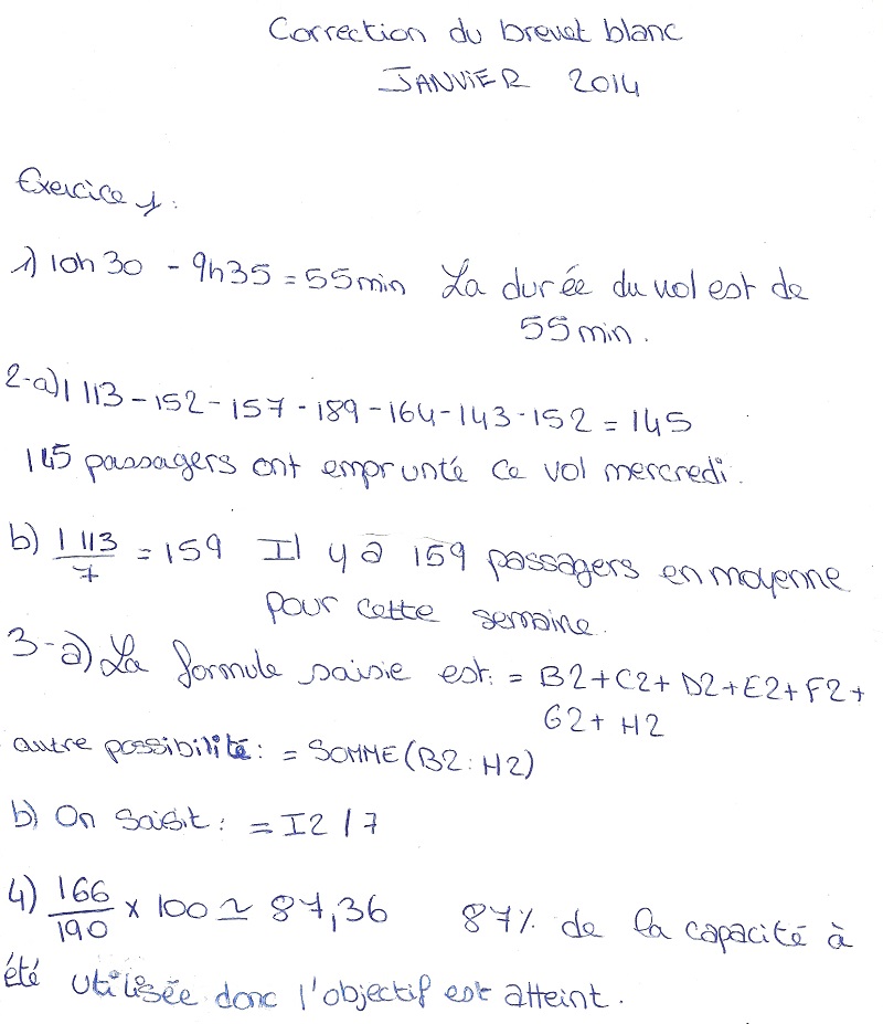 Sujet De Brevet Maths Avec Corrigé