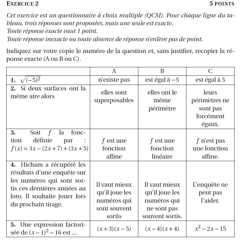 sujet brevet math sujet brevet math